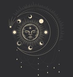 Mystic Duality: Celestial Visages & Lunar Phases