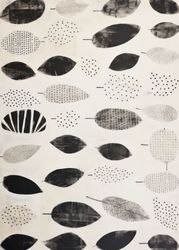 Black and White Leaf Pattern Fabric
