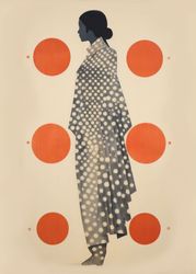 Woman Amidst Orange Circles