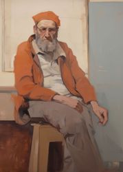 Wisdom in Orange: Portrait of an Elderly Man