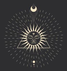 \"Retro Celestial Reverie: Sun, Moon, and Geometry