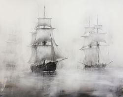 Monochrome Maritime Encounter