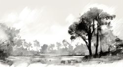 Serene Tree in Ink Wash