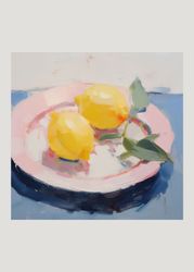Yellow Lemons on Pink Plate