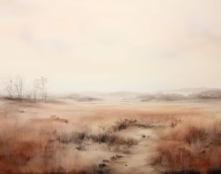 Veiled Path through Tranquil Fields