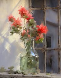 Pink Blossoms on the Windowsill