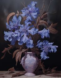 Blue Blooms on Black