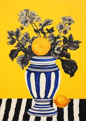 Blue Vase, Bold Blooms, and Modern Flair