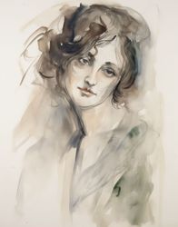 Melancholic Reverie in Watercolor