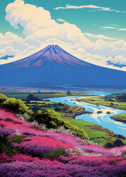 Serenity of Mount Fuji: A Digital Oil Painting
