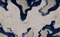 Depths of Blue on Beige Canvas