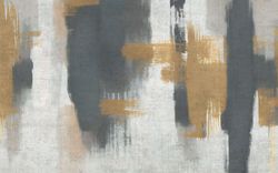 Abstract Fusion in Grey, Gold, and Brushstrokes