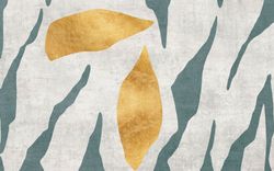 Green and Gold Leaf Abstract on Grey