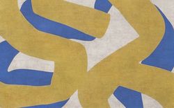 Vibrant Curves in Yellow on Blue and White