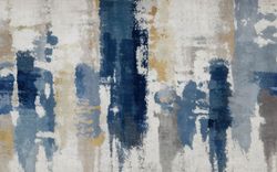 Whimsical Elegance: Vivid Motion in Blue, Beige, and Gold