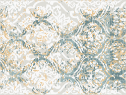 Distressed Teal Beige Damask