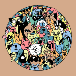 Dogs and Colorful Faces