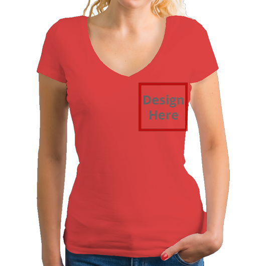 Custom Women's V-Neck T-Shirt - Red