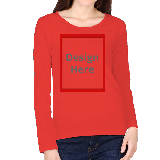 Custom Women's Crew Neck T-Shirt - Full Sleeve - Red