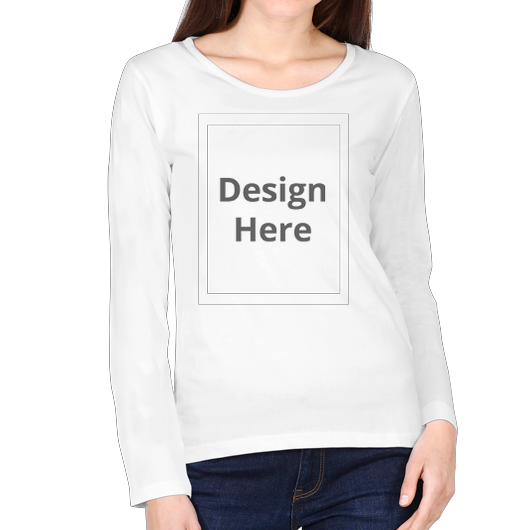 Custom Women's Crew Neck T-Shirt - Full Sleeve - White