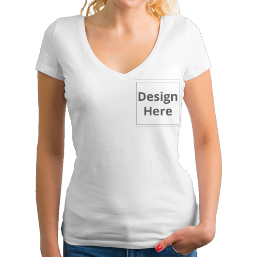 Custom Women's V-Neck T-Shirt - White