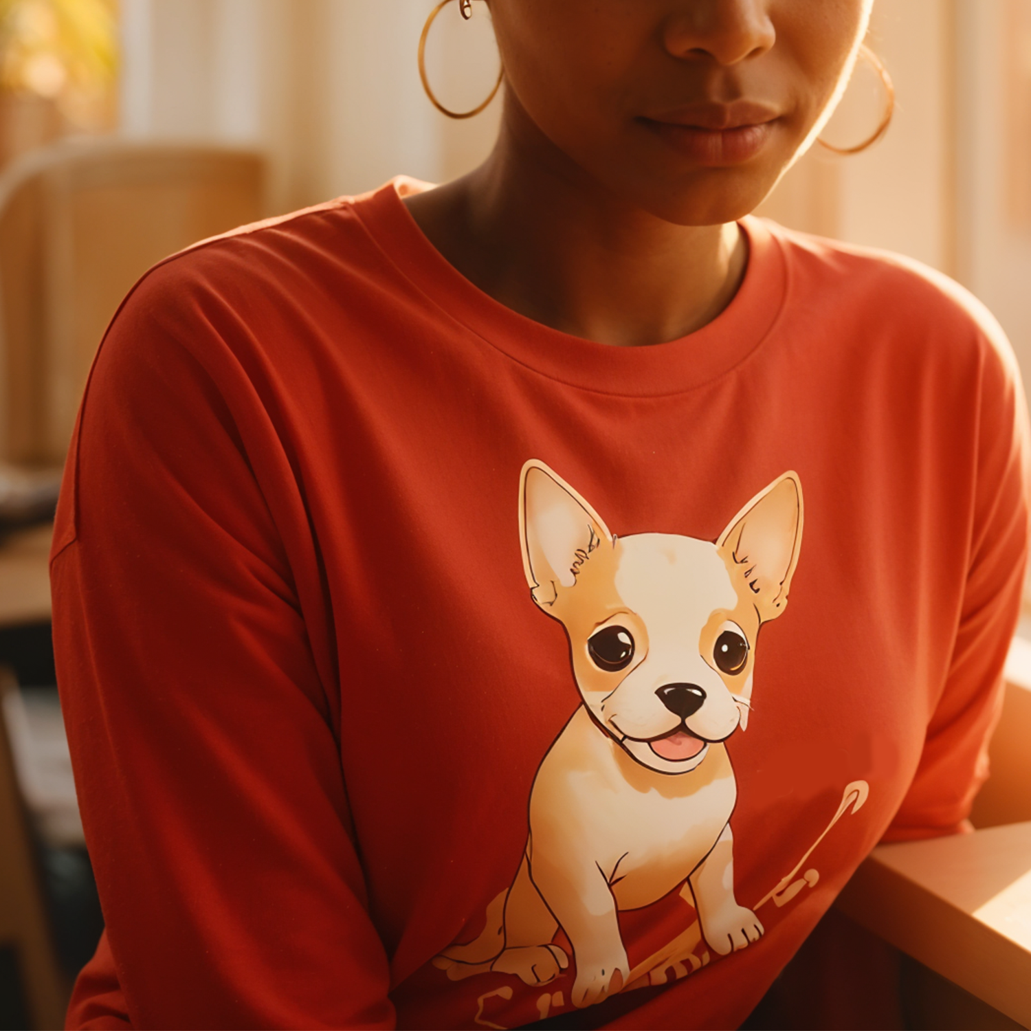 Custom Women's Crew Neck T-Shirt - Full Sleeve - Red