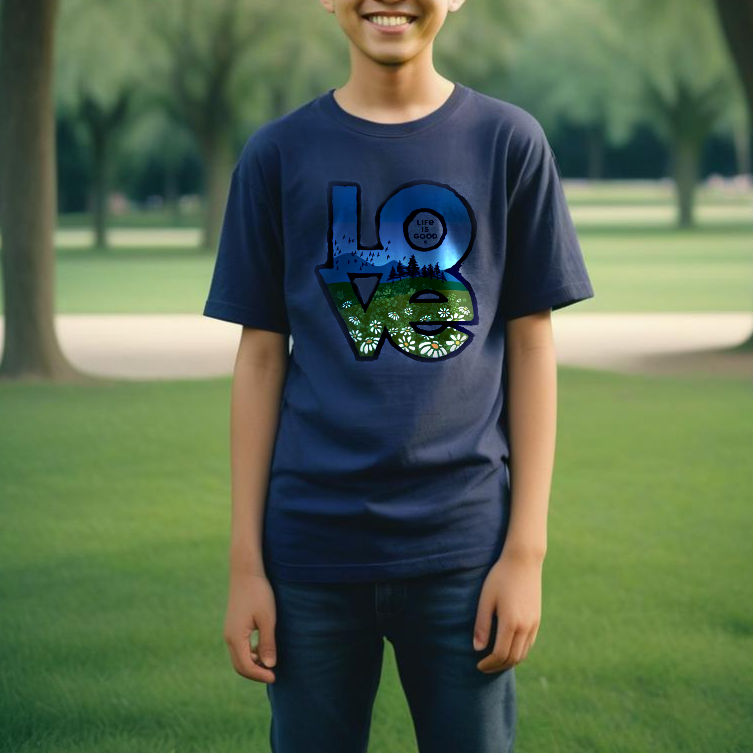 Custom Kid's Crew Neck T-Shirt - Navy