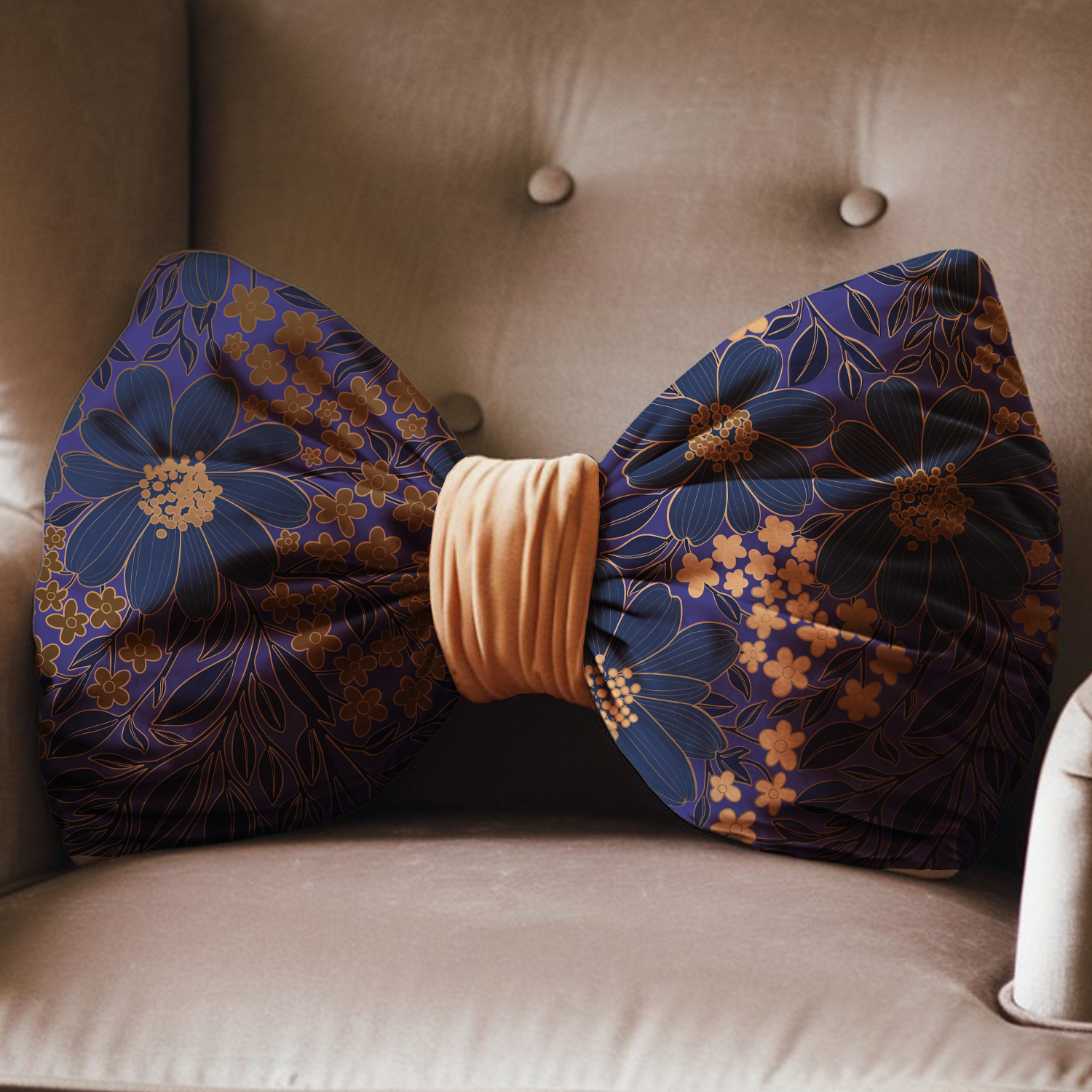 Custom Rectangle Bow Pillow - Velvet Satin