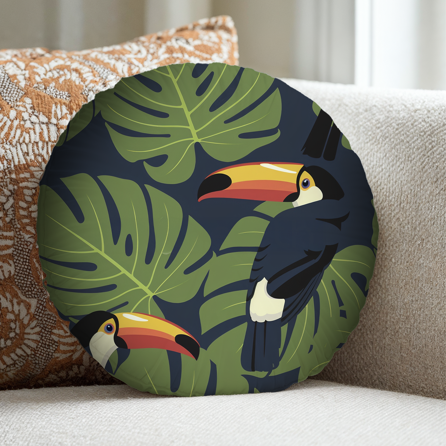 Custom Round Throw Pillow - Velvet Satin