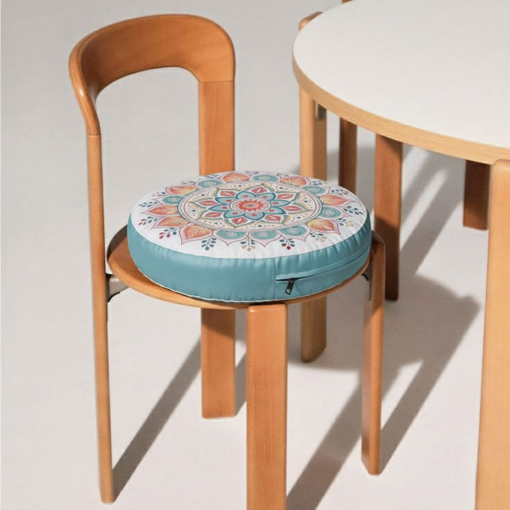 Custom Round Seat Cushion - Velvet Satin