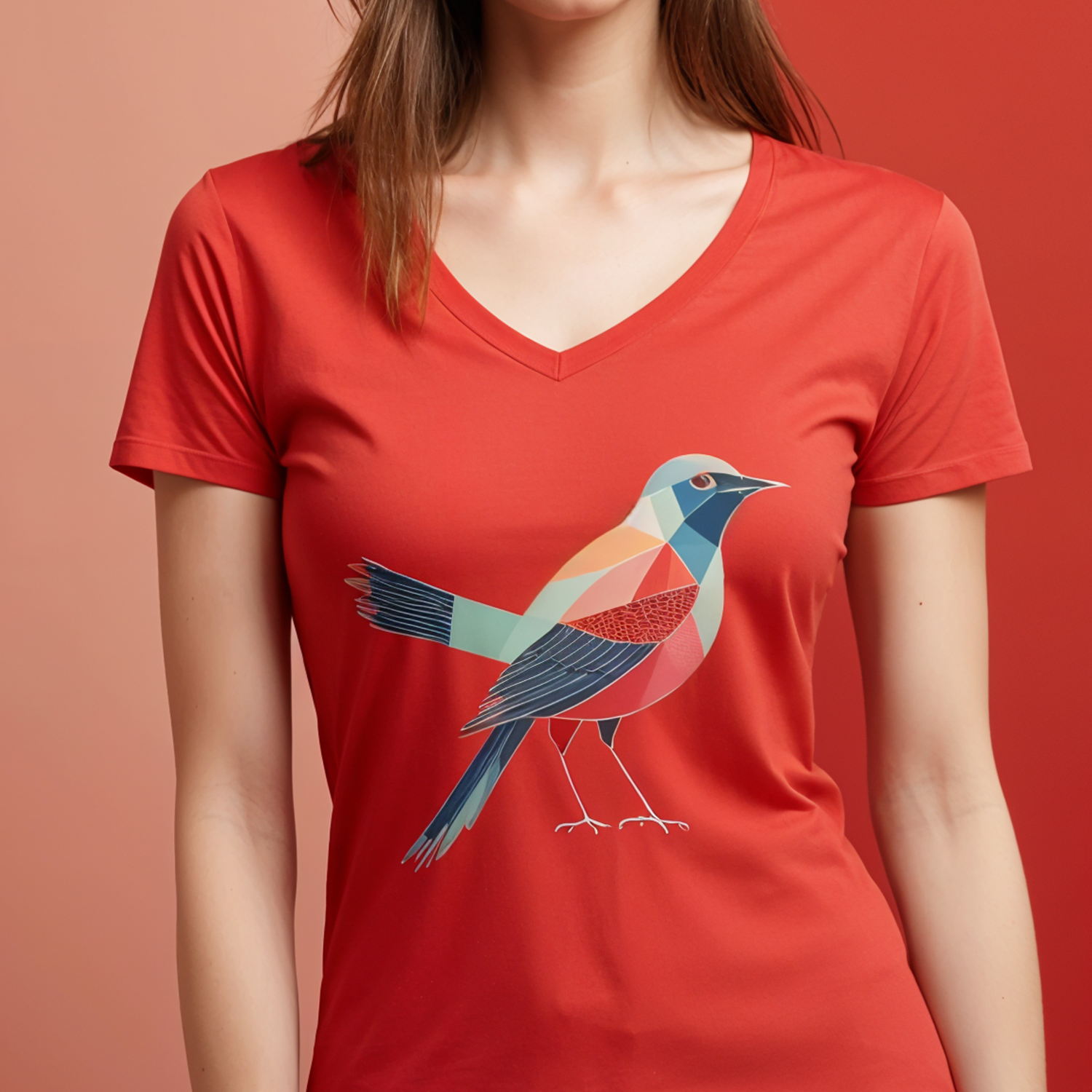Custom Women's V-Neck T-Shirt - Red
