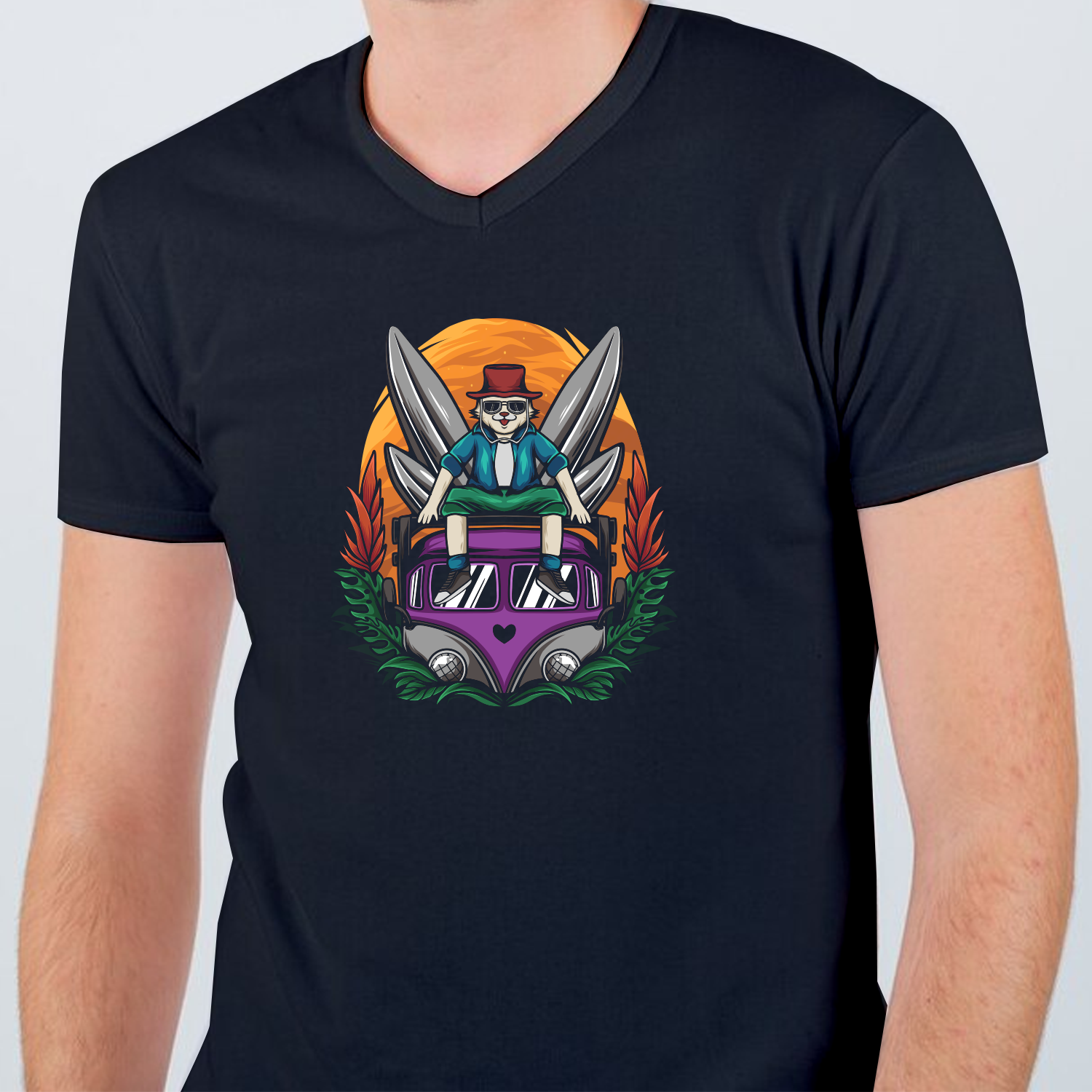 Custom Men's V-Neck T-shirt - Black