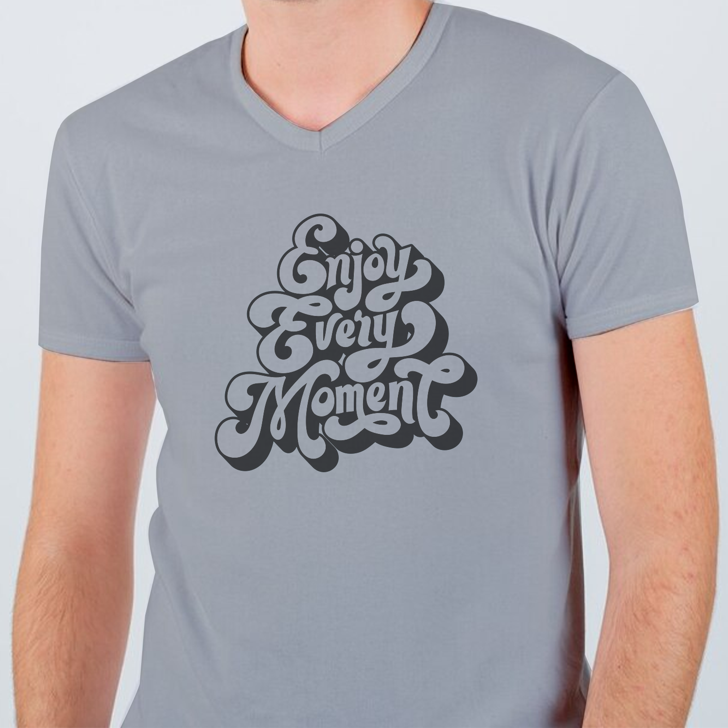 Custom Men's V-Neck T-shirt - Grey