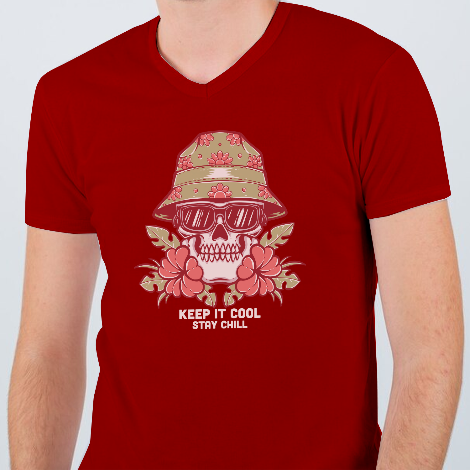 Custom Men's V-Neck T-shirt - Red
