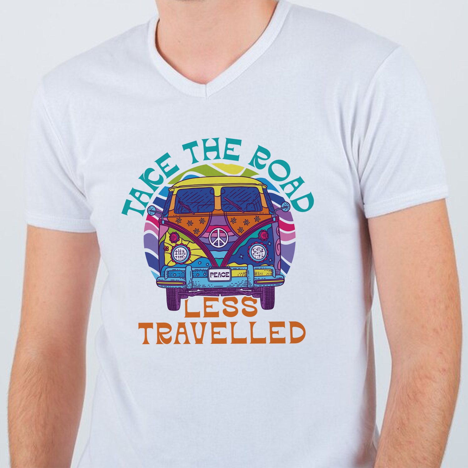 Custom Men's V-Neck T-shirt - White