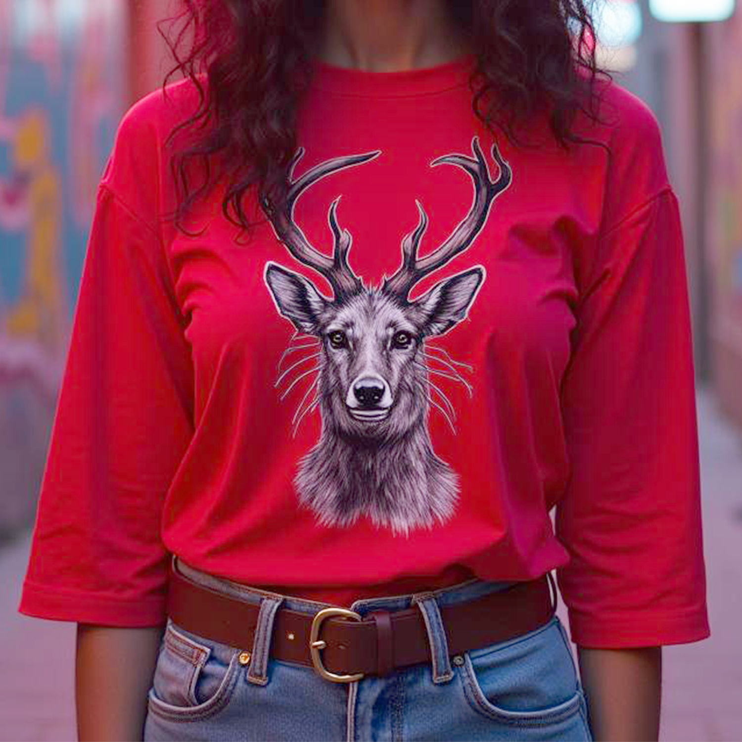 Custom Women's 3/4 Sleeve T-shirt - Red