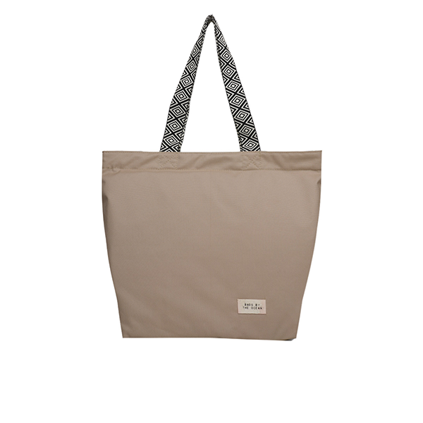 Large Zipper Tote - Beige