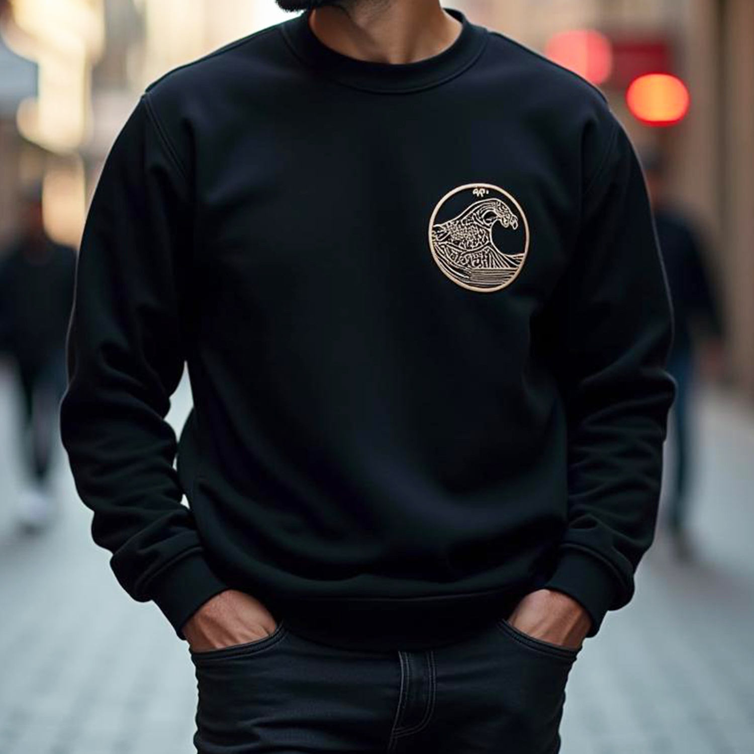 Personalized Men's Sweatshirt - Embroidered - Black