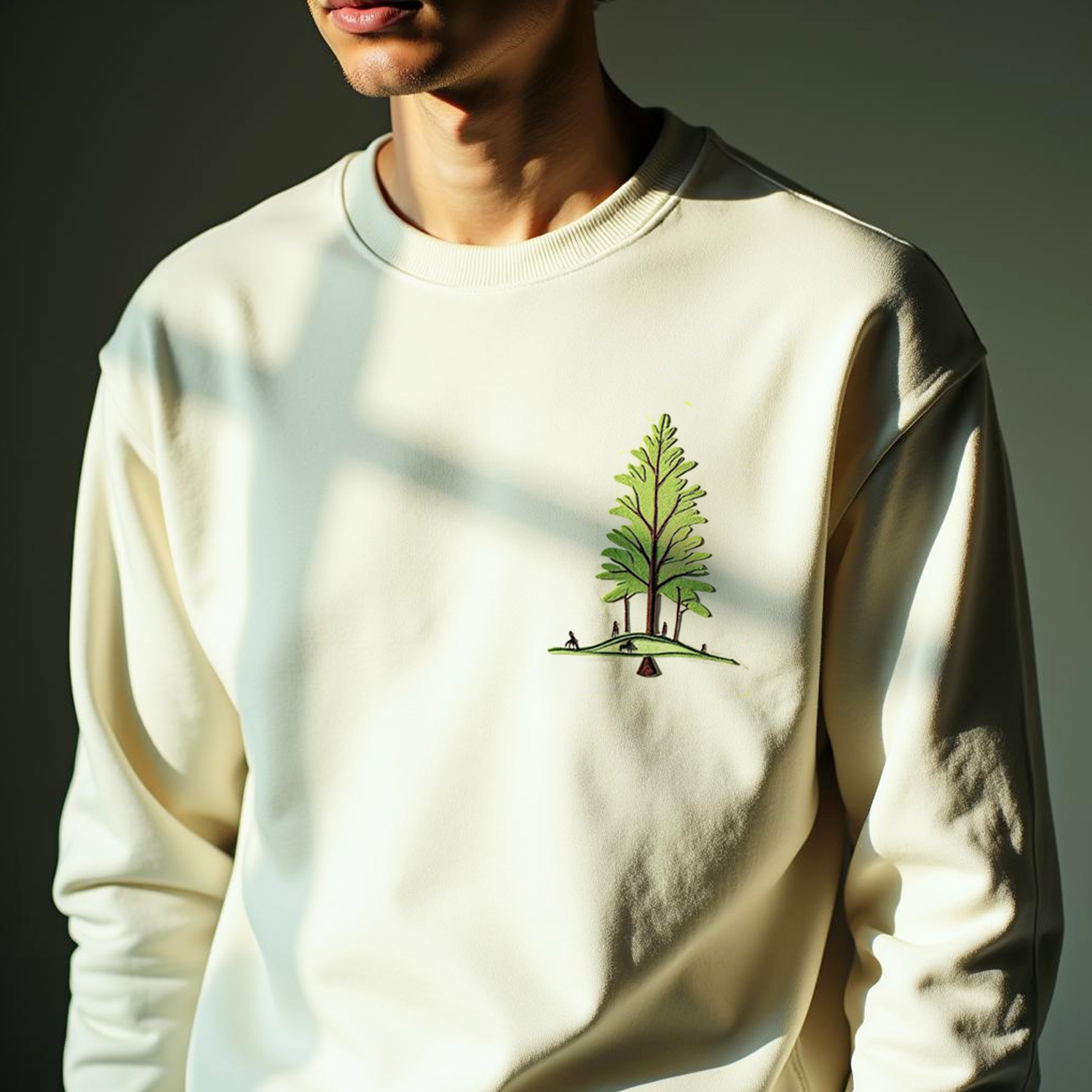 Personalized Men's Sweatshirt - Embroidered - White