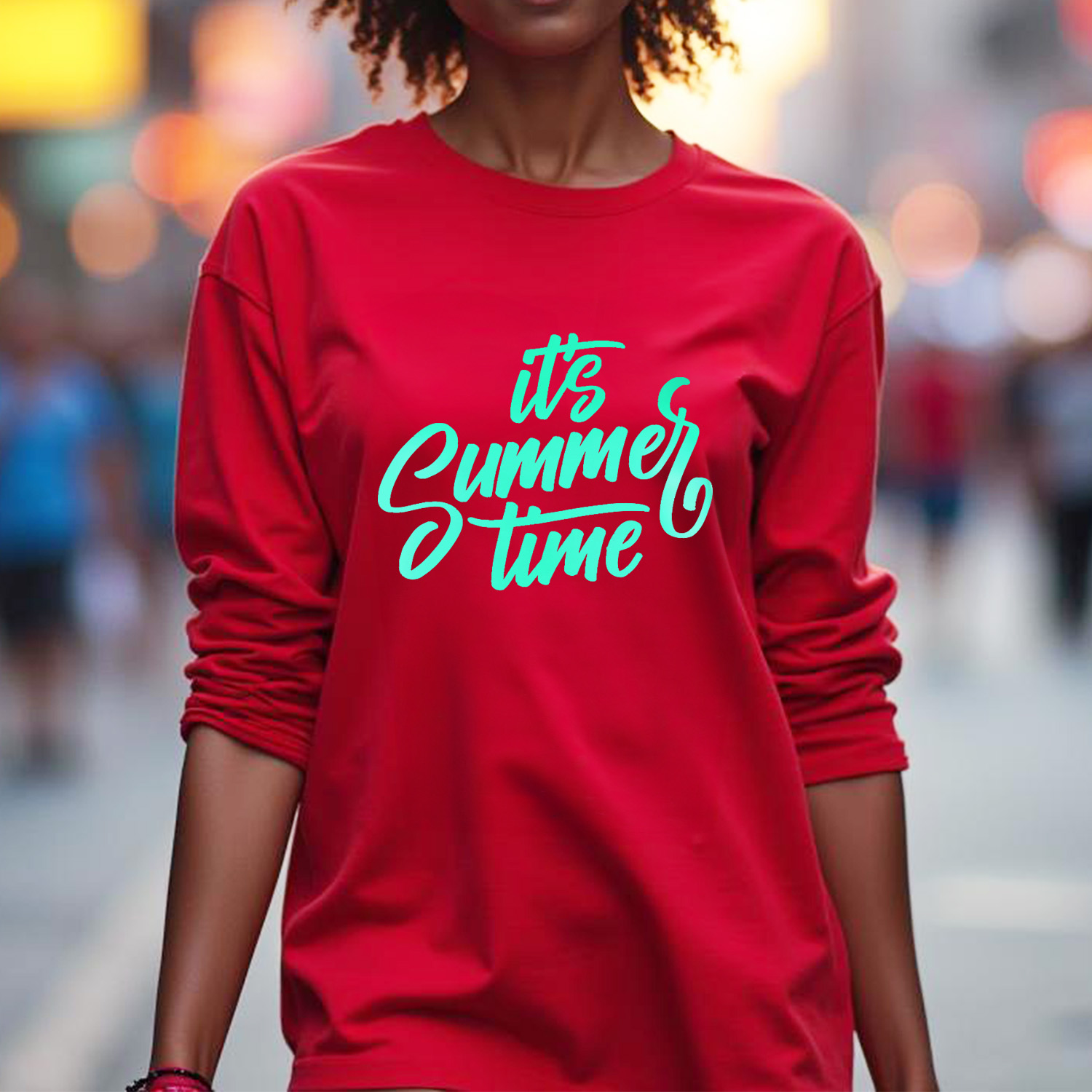 Custom Women's Long Top T-shirt - Red