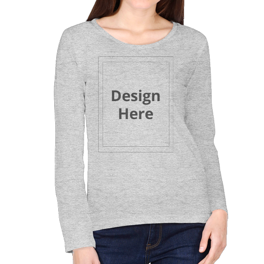 Custom Women's Crew Neck T-Shirt - Full Sleeve - Grey