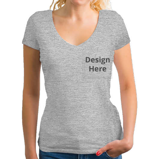 Custom Women's V-Neck T-Shirt - Grey