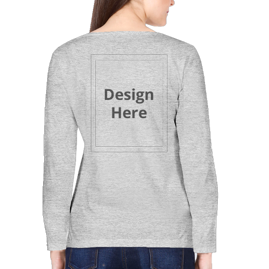 Custom Women's Crew Neck T-Shirt - Full Sleeve - Grey