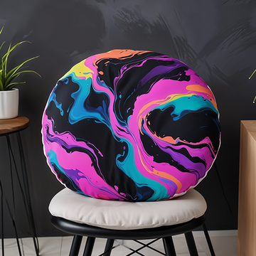 Custom Round Throw Pillow - Velvet Satin