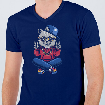 Custom Men's V-Neck T-shirt - Navy