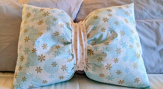 Custom Rectangle Bow Pillow - Velvet Satin